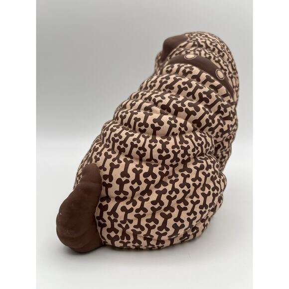 Carved Ceramic Bulldog Puppy Figurine with Brown Dog Biscuit Pattern 7” Signed - Picture 10 of 13